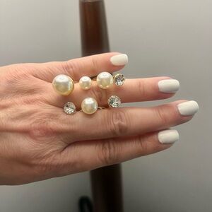 Elegant Gold and Pearl Ring Set